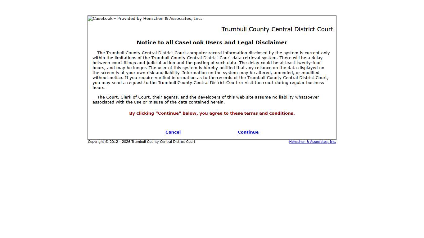 Trumbull County Central District Court - Record Search